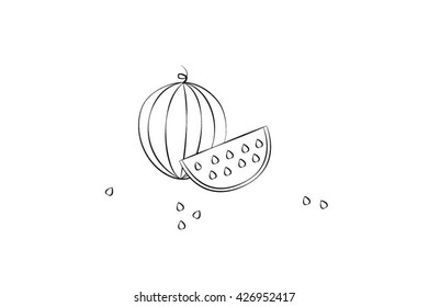 Watermelon fruit with slice and seeds