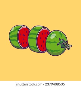 Watermelon Fruit Slices Cartoon Vector Illustration. Flat Cartoon Concept.