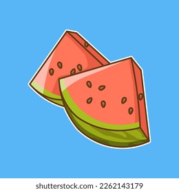 watermelon fruit sticker vector illustration