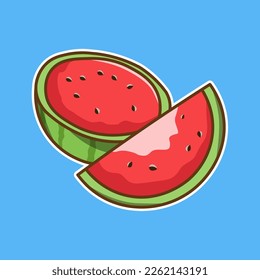 watermelon fruit sticker vector illustration