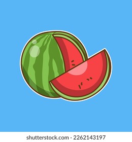watermelon fruit sticker vector illustration