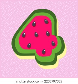 Texto del alfabeto del estilo de las frutas de la sandía, ámbar 4