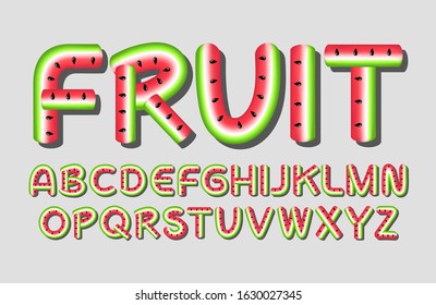 Watermelon fruit unique vector alphabet