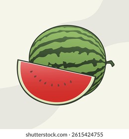 watermelon fruit vector color art