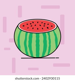 Watermelon fruit vector illustration, flat 2D vector icon