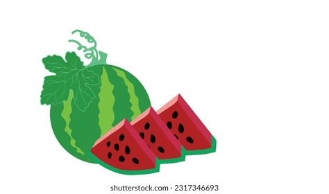 Ilustración vectorial de fruto de la sandía sobre fondo blanco.