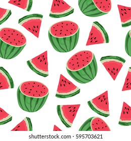 Watermelon fruit vector seamless pattern background