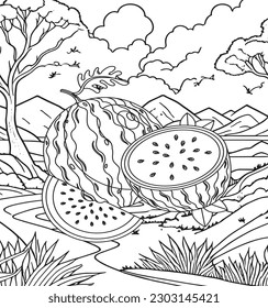 Watermelon Fruits Coloring Book for Kids Ages 3-8