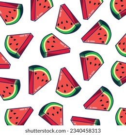 Watermelon fruits in digital patterns illustrations
