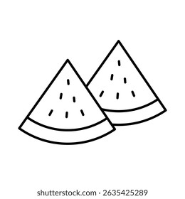 Watermelon Fruits Editable Stroke Icons. Healthy Eating, Vegan Food, Diet, Weight Loss, Vegetarian Food Themes Vector Illustration