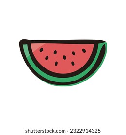 Watermelon - Fruits icon (Hand-drawn line, colored version)