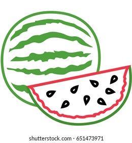 Watermelon Fruits outline colored vector icon