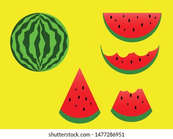 Watermelon full half and pieces