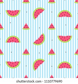 watermelon geometric seamless pattern on white and blue background. Modern print,Wrapping paper, cards, posters, banners designs. Vector illustration