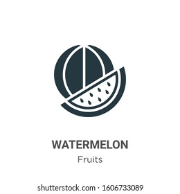 Watermelon glyph icon vector on white background. Flat vector watermelon icon symbol sign from modern fruits collection for mobile concept and web apps design.