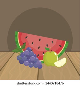 Watermelon grapes and apple design