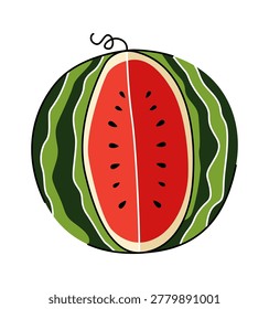 Watermelon half cut and