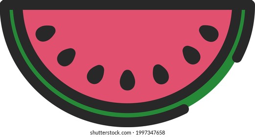 Watermelon in half, illustration, on a white background.