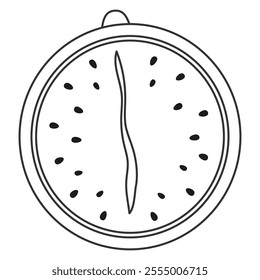 Watermelon half in line drawing in a clean, minimalist style. Watermelon icon
