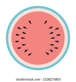 Objeto vector de medio color semiplano de sandía. La fruta sabrosa. Elemento de tamaño completo sobre blanco. Producto fresco de la tienda de comestibles simple ilustración de estilo de caricatura para diseño gráfico web y animación