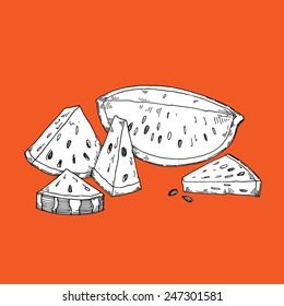 watermelon hand drawn