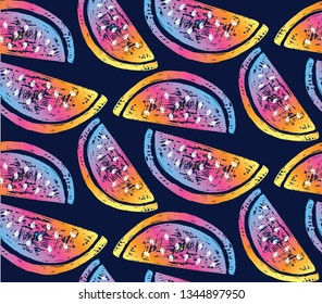 Watermelon hand drawn doodle pattern background
