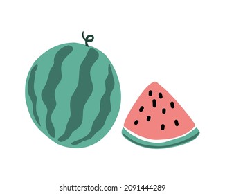 ilustración de vector con estilo de dibujos de dibujos a mano de sandía aislada para diseño