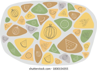 Watermelon hand drawn terrazzo pattern vector