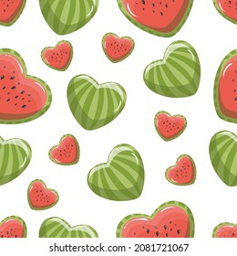 watermelon heart, juicy watermelon cutaway, pattern for textiles