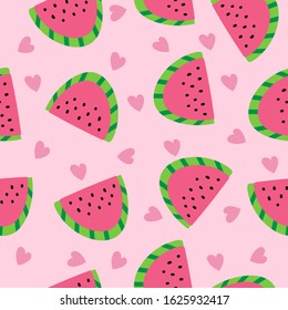 watermelon and heart pattern for background.Vector.