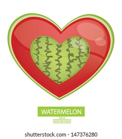 watermelon heart vector illustration