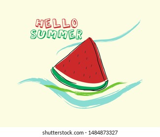 Watermelon - Hello Summer Vector Design