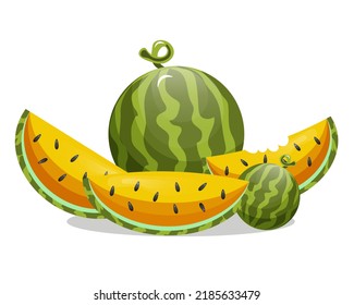 watermelon holiday. world watermelon day. national watermelon day. watermelon slices with yellow color with seeds on a white background