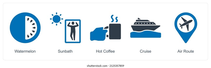 Watermelon And Hot Coffee Icon Concept