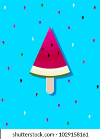 Watermelon ice candy on a blue background