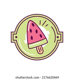 watermelon ice cream cool label icon