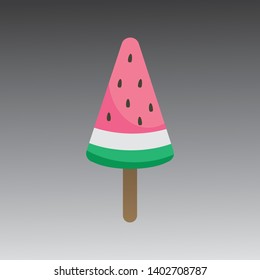 Watermelon ice cream in flat style isolated on a gradient background