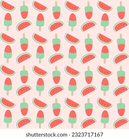 Wassermelone und Eiscreme, Sommer-Muster Hintergrund