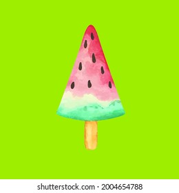 Watermelon ice cream hand drawn style. Vector 