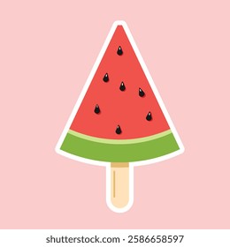 a watermelon ice cream icon with a pink background