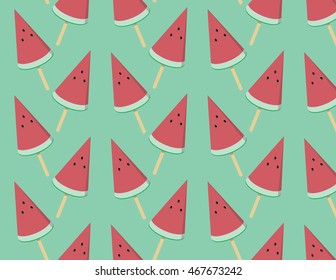 watermelon ice cream pattern vector flat illustration