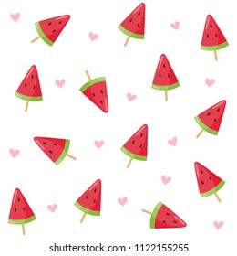 Watermelon  ice cream seamless pattern on white background