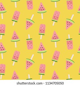 Watermelon Ice Cream Seamless Pattern Background Vector Illustration EPS10