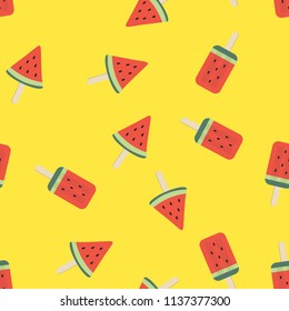 Watermelon ice cream seamless pattern background. vector