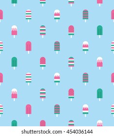 Watermelon ice cream seamless pattern. Vector illustration.