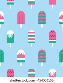 Watermelon ice cream seamless pattern. Vector illustration.