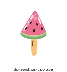 helado de sandía con stick diseño de icono de estilo plano, tema dulce y postre Ilustración vectorial