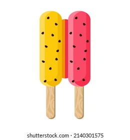 Watermelon Ice Cream Stick. Vector illustration.