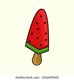 Wassermelonen-Eis-Stick, Vektorgrafik. Flachsymbol
