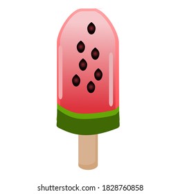 Watermelon ice cream stick.Vector illustration isolated on white background.